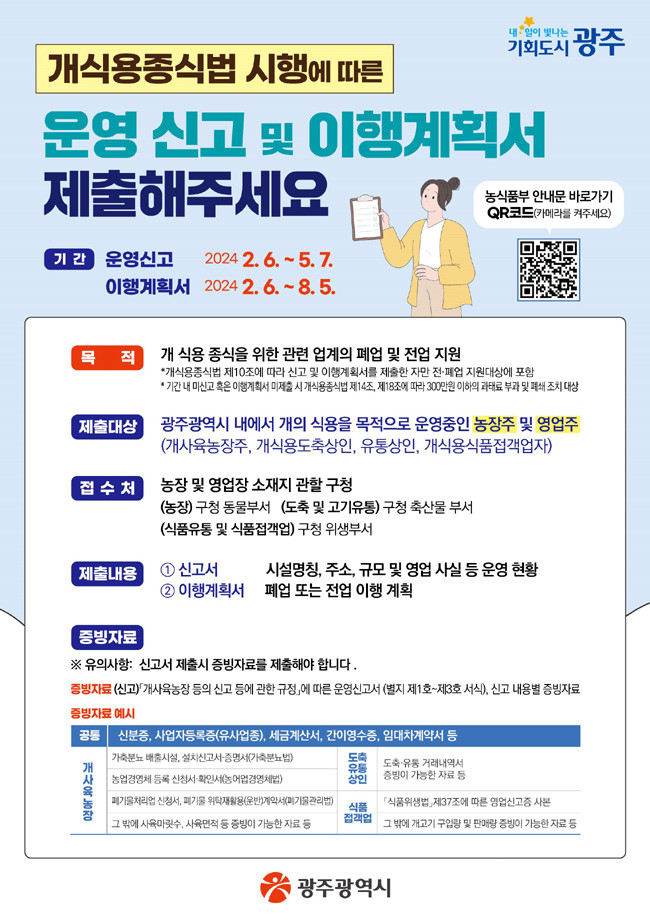 광주시, 5월7일까지 ‘개식용 업종’ 운영신고.