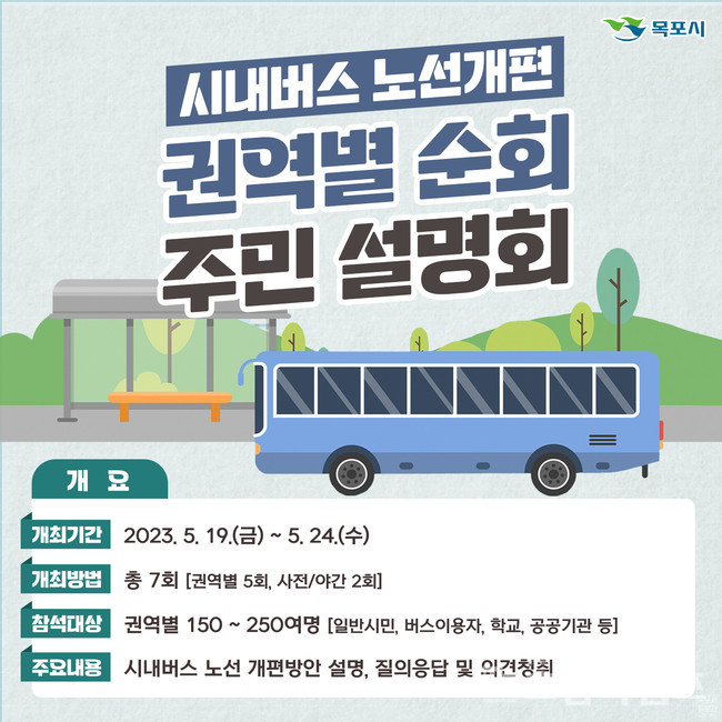 목포시, ‘시내버스 노선개편’ 권역별 순회 주민설명회 개최.